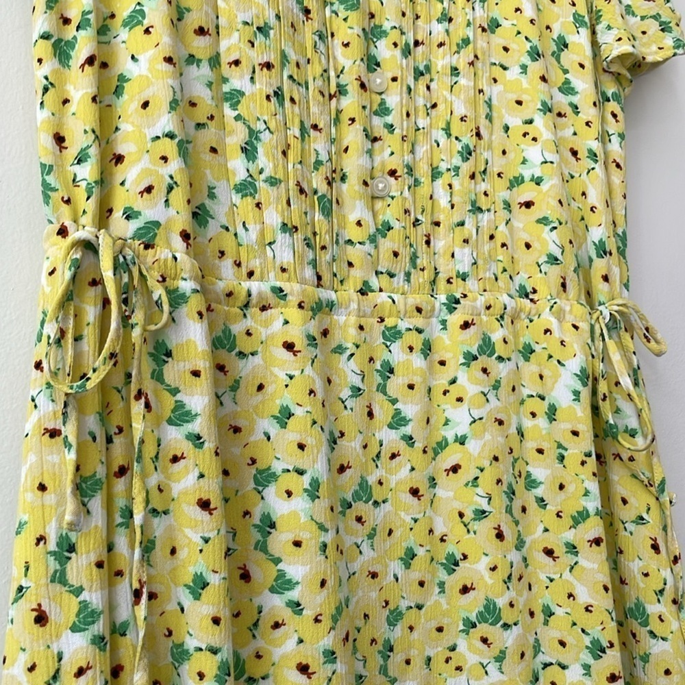 Loft Cheerful Bright Yellow and Green Floral Dress Size Small - Picture 6 of 10